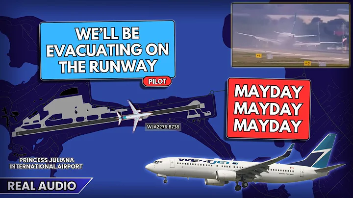 Main gear collapses on landing. WestJet B737 is evacuated on the runway at Sint Maarten. Real ATC