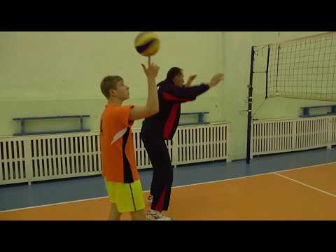 Volleyball training. Young men. Exercise from and to. Full version