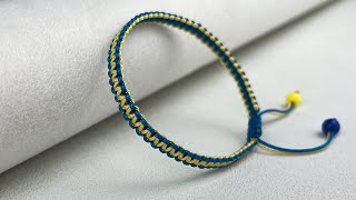 Macrame bracelet easy tutorial | How to make macrame bracelet using square knot | 平结手绳编织教程 【A024】