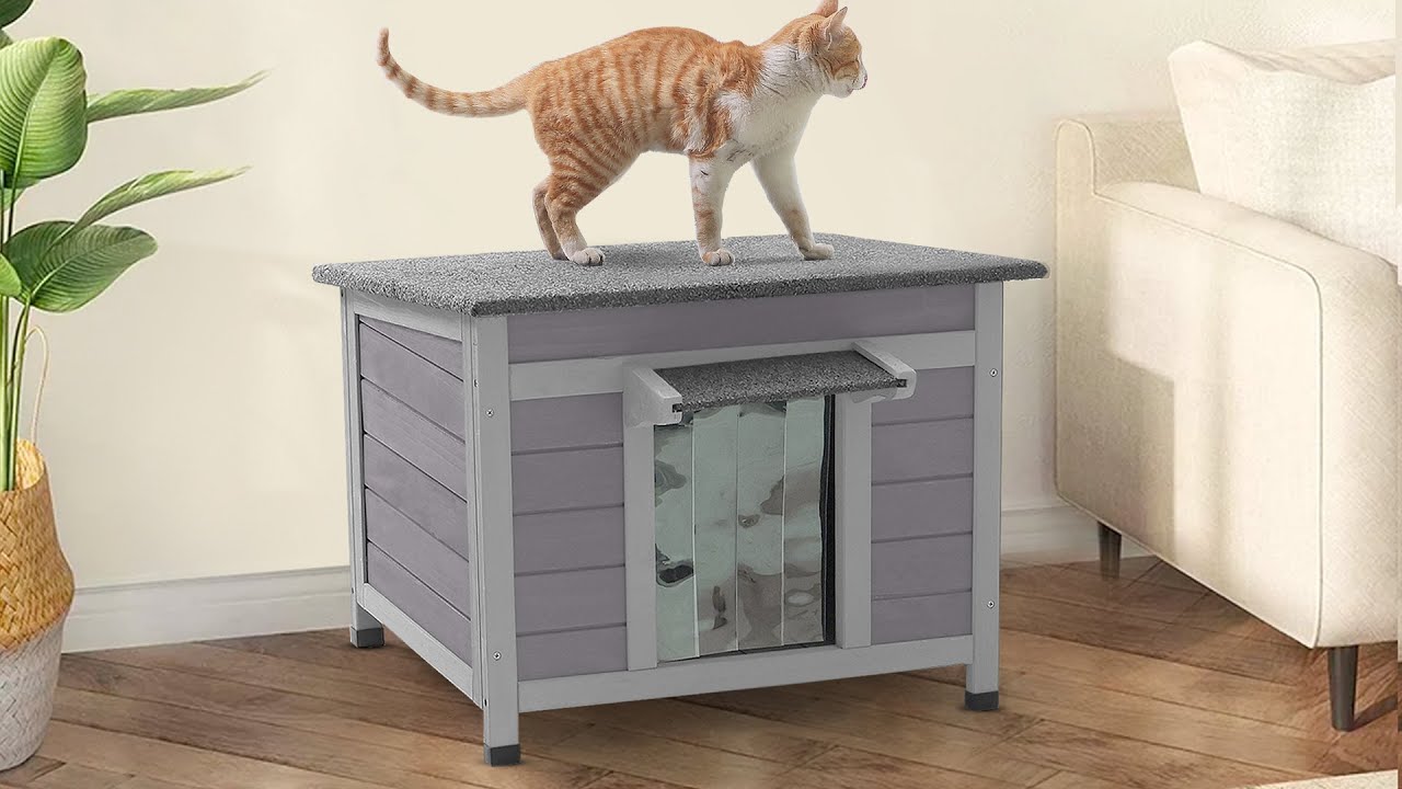 Aivituvin AIR12 B Outdoor Wooden Cat House, Indoor Cat House