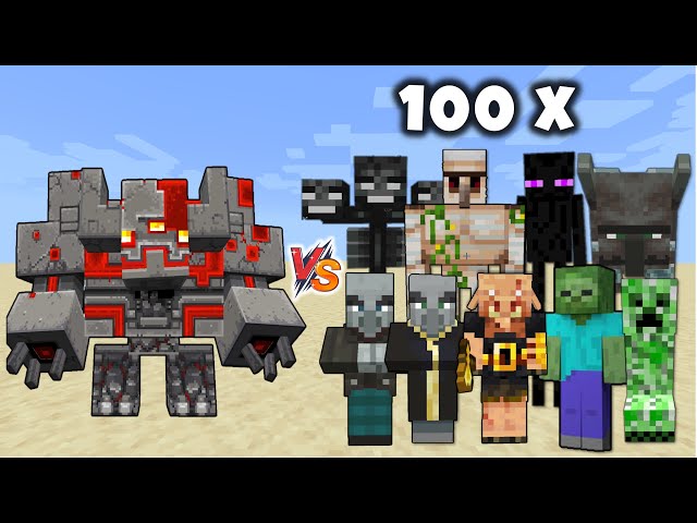 ENDER GUARDIAN vs Every Mob in Minecraft x100 - ENDER GUARDIAN vs all Minecraft  Mobs 1v100 