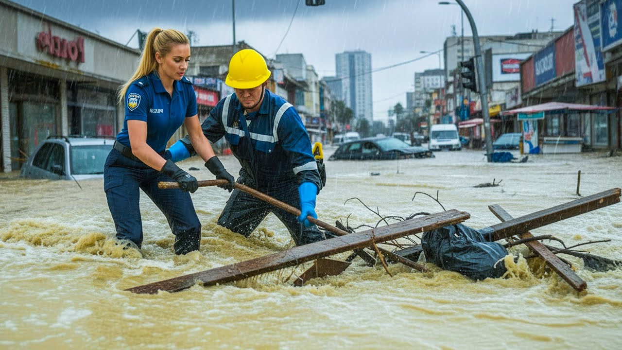 Heavy Rain Trouble ⛈️ 🚜 Clearing a Clogged Storm Drain - YouTube