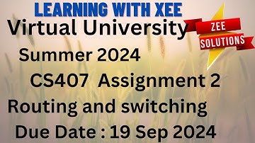 CS407 Routing and switching Assignment 2 Summer 2024 Virtual University of Pakistan