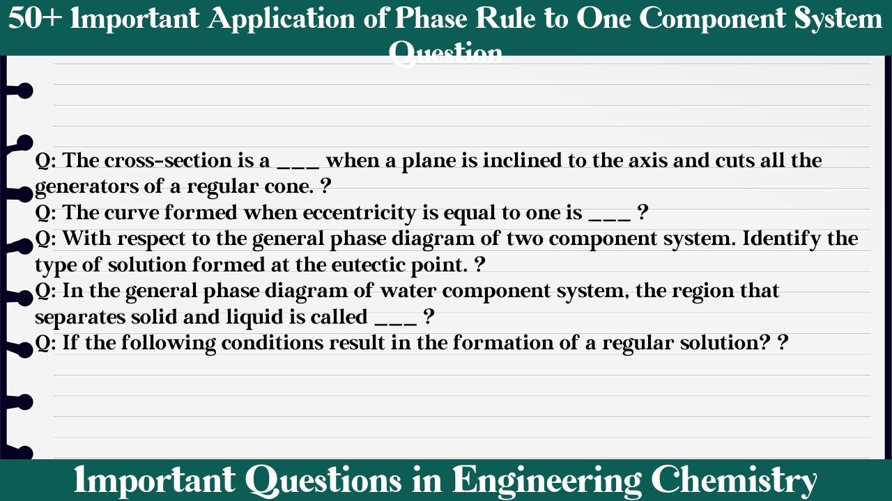 MCQ Questions Application of Phase Rule to One Component System with ...