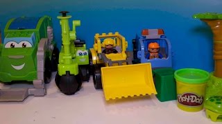 Play Doh Mighty Machines, Excavator, Digger, Garbage Truck Make Garbage