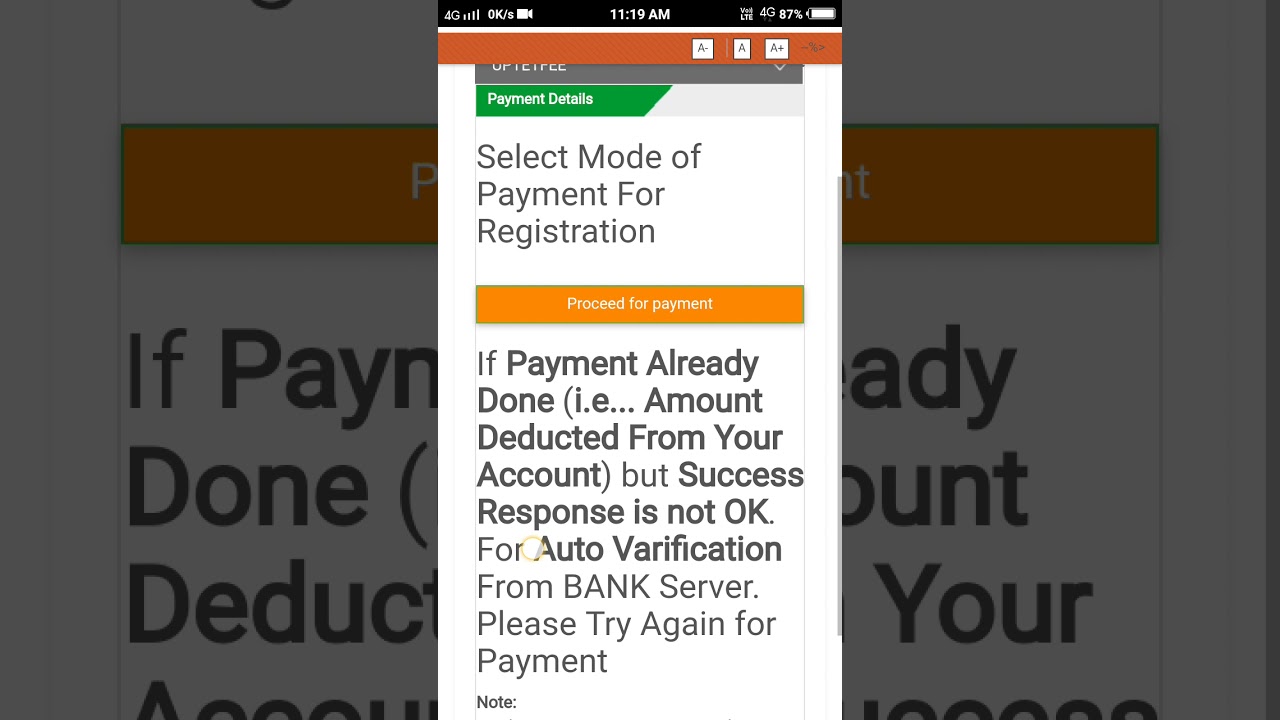 Uptet fee payment option is not working 