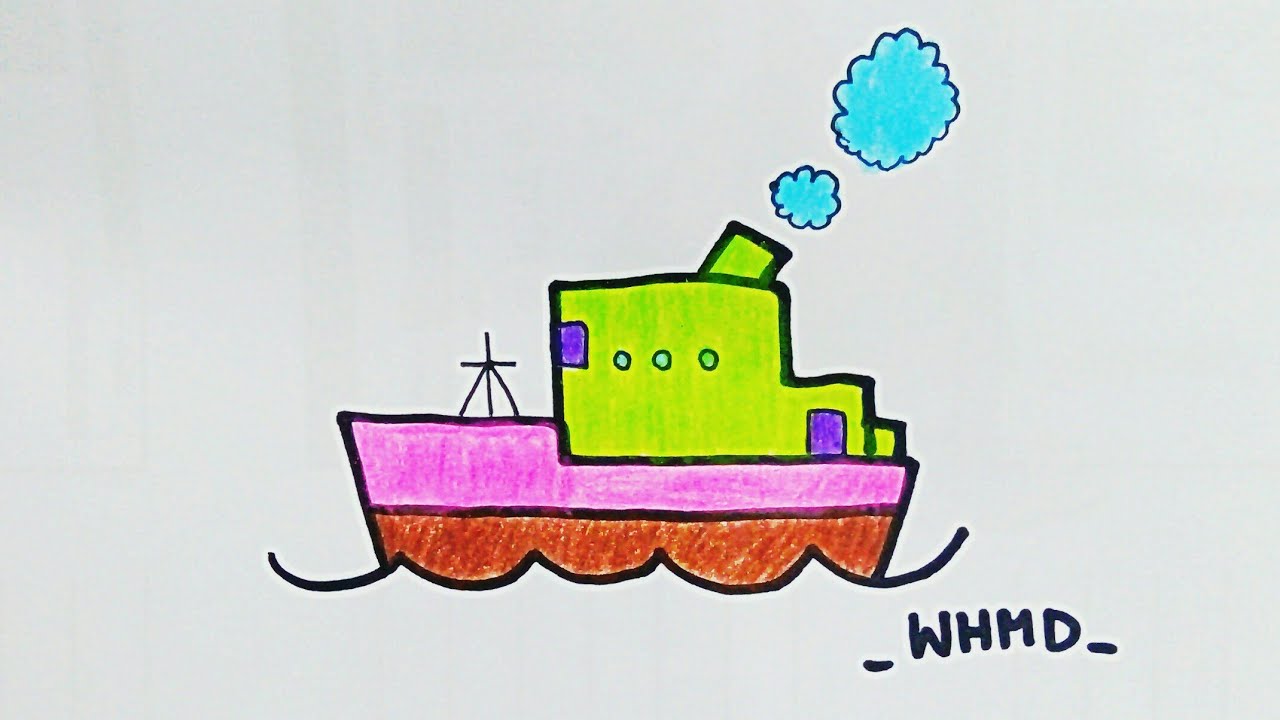 รูป เรือ สินค้า  New Update  วาดรูปเรือสินค้า How to draw a merchant vessel
