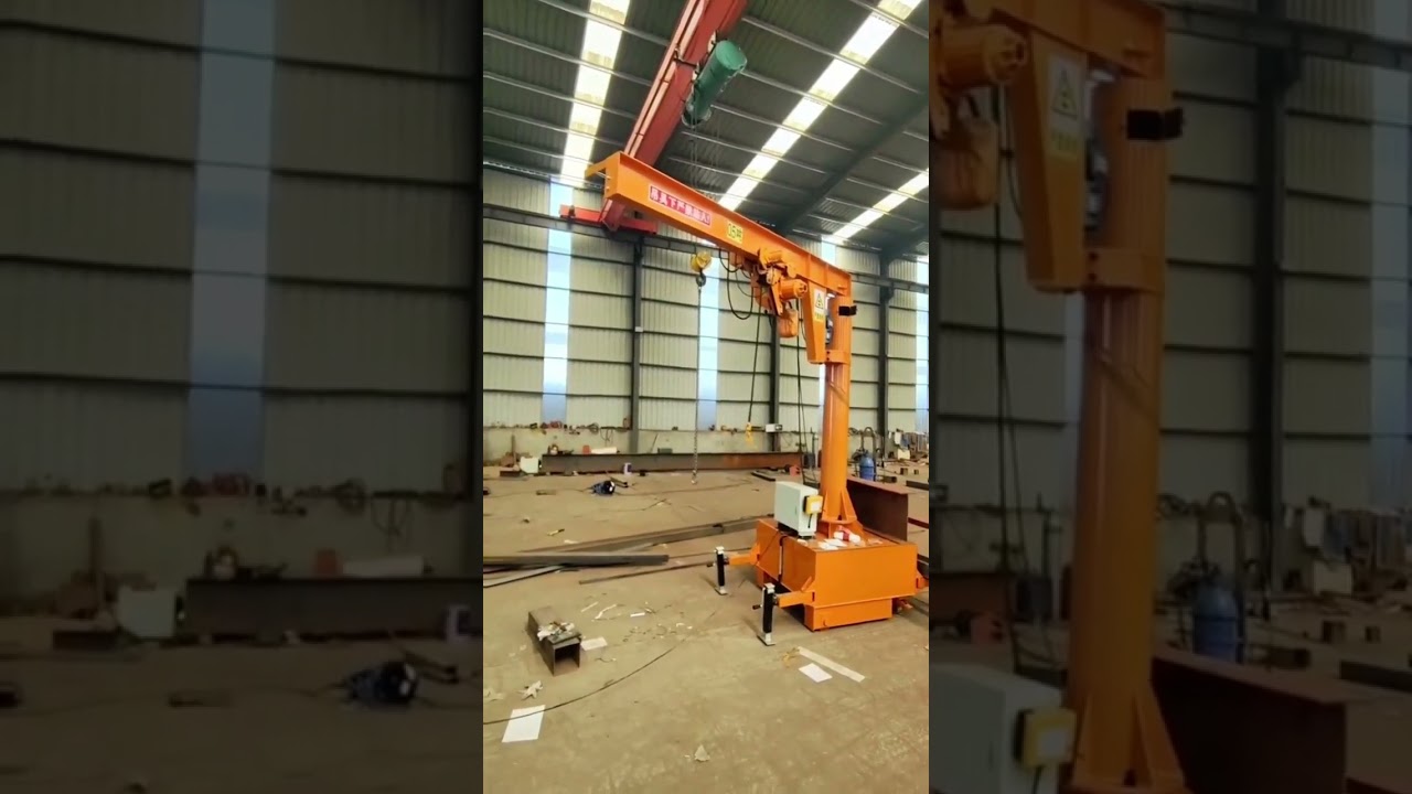 Portable Jib Crane on Wheels : 500KG Manual Travelling & 1Ton 2 Ton Electric Travelling Movable Jib