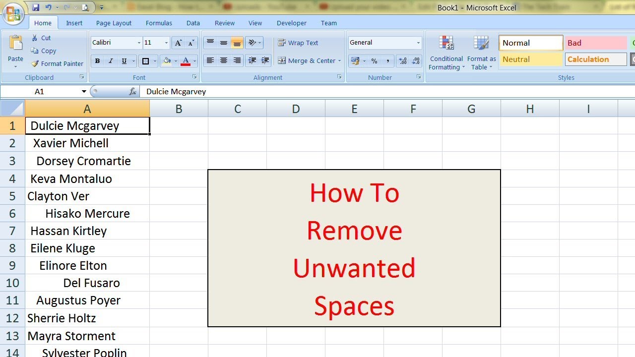 Removing Unwanted Spaces In Microsoft Excel