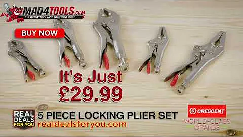 Crescent Locking Pliers Set 5 Piece (Curved Jaw & Long Nose)