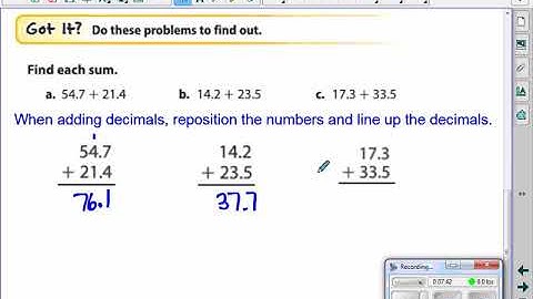 Ch3 Lesson 1   Add & Subtract Decimals Video Lecture