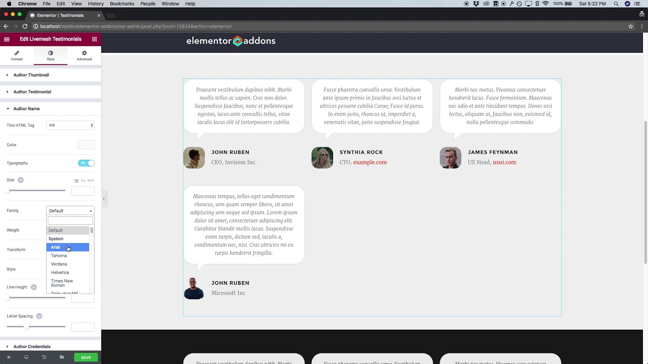 Testimonials by Livemesh Addons for Elementor