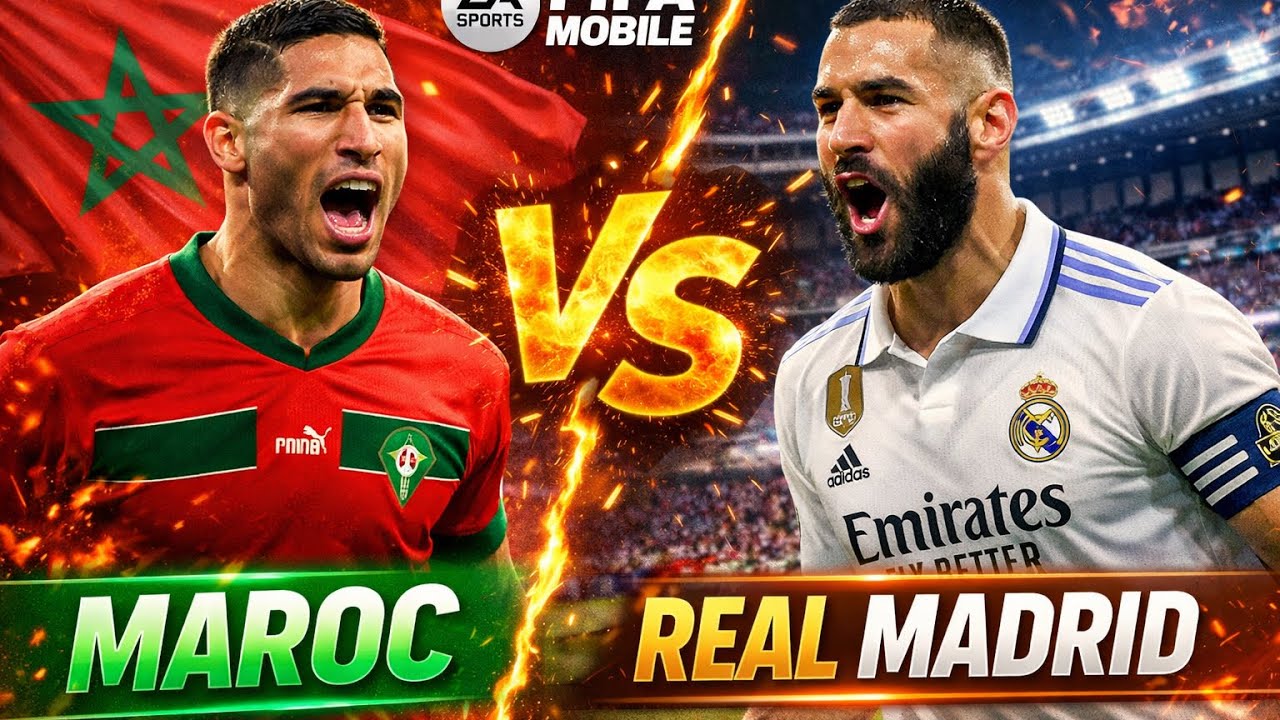 Je joue 1 match fifa mobile , Maroc vs Real 