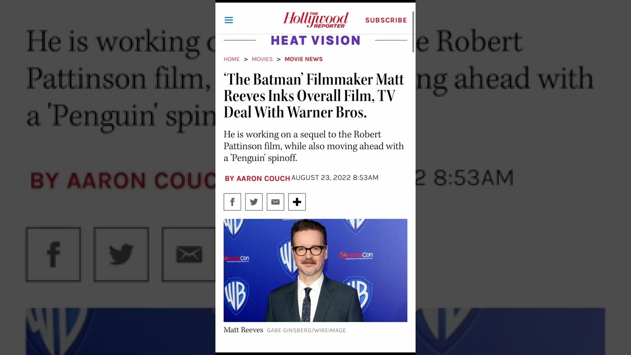 Matt Reeves has signed a new deal with WB Discovery and it is GREAT NEWS!!!