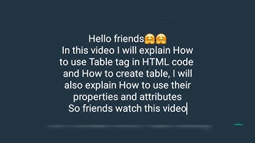 HTML part 7 How to use table tag in HTML code || How to use table tag attributes and properties