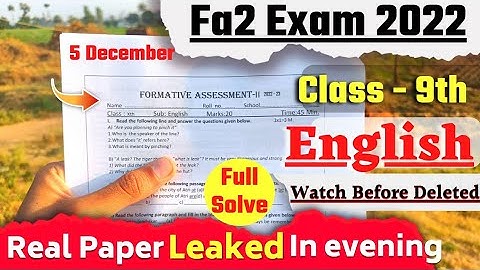 🥳 fa2 exam 💯 real questions 2022 9th class english | 9th class fa2 english question paper 2022-23
