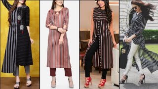 Stylish Striped Kurti Ideas For Womens || Lining Kurti Designs 2020 || Kurti Designs With Stripe