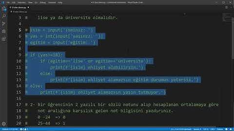 Python - Koşullu İfadeler Uygulama