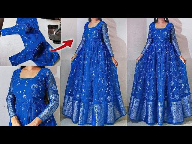 gown stitching/ long frock cutting stitching/ anarkali suit cutting/umbrella  gown ki cutting stitch - YouTube