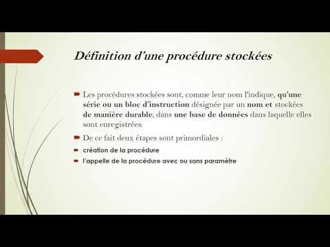 LES PROCEDURES STOCKEES