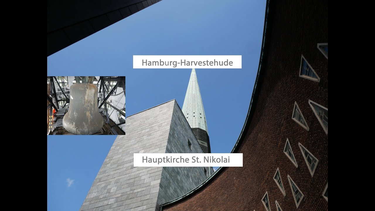 Hamburg [D.] - Die Glocken der evang. Hauptkirche St. Nikolai, Geläutepräsentation (Turmaufnahme)