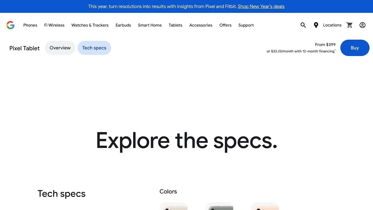 Pixel Tablet Technical Specs - Google Store · Store.google.com · 2026
