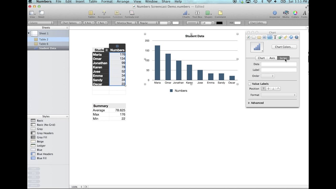 How To Create A Chart In Numbers