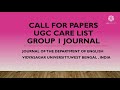 Unpaid journal of the department of english ugc care list journals vidyasagar call for papers