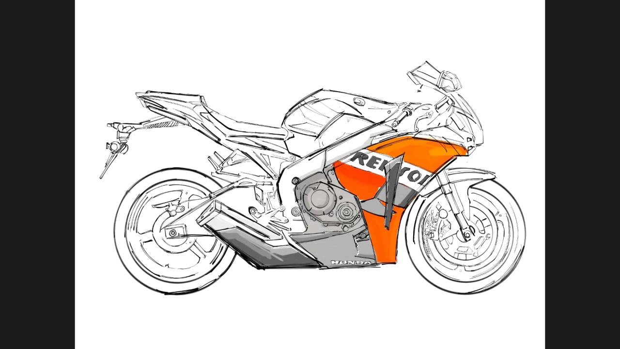 How to draw sport bike from the screach - YouTube