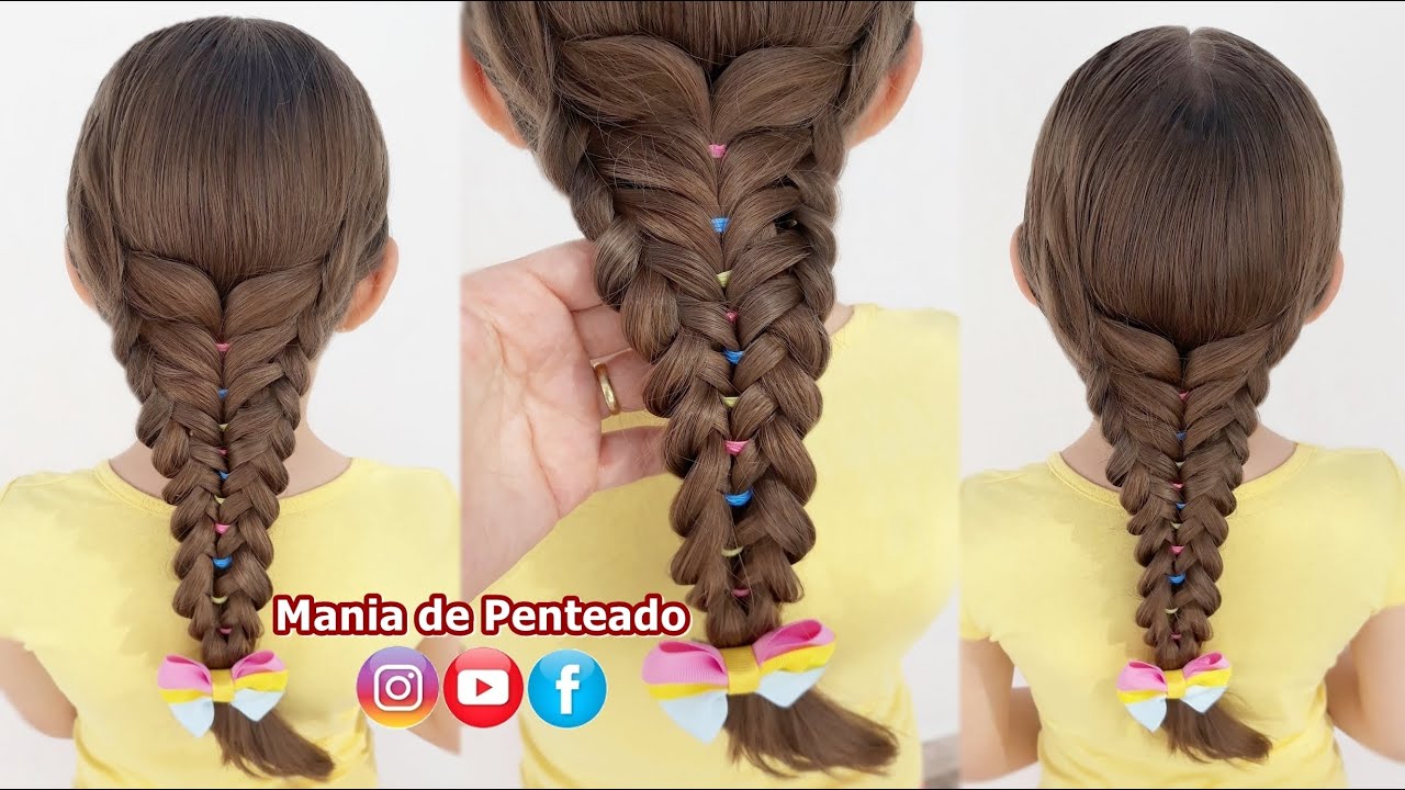 Mania de Penteado - Penteado Infantil com tranças e ligas