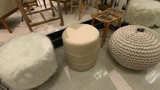 TARGET ROUND OTTOMAN FABRIC FOOT STOOL CLOSE UP LOOK SHOP WITH ME SHOPPING WALK AROUND