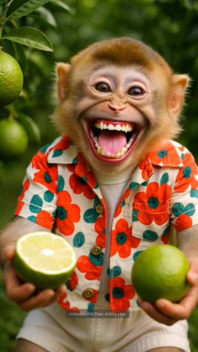 Bayi Monyet Lucu Rasa Jeruk Nipis dan Tertawa! 🍋😂- Lucu