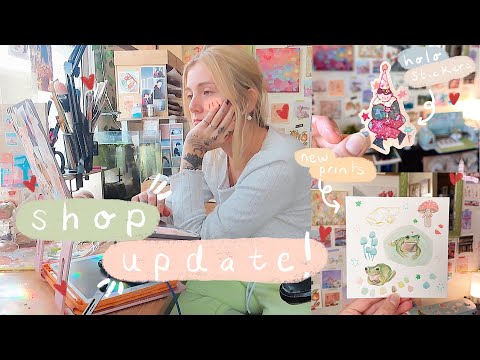 studio vlog 012 🌈 shop update prep, designing stickers, and painting !