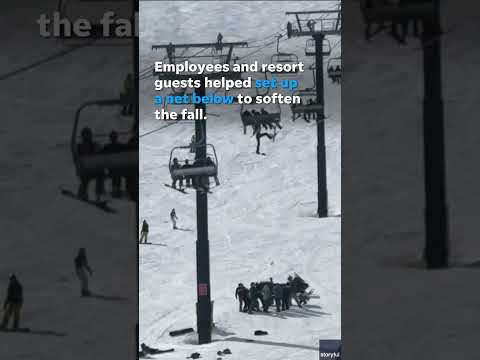 Watch: Teenage girl falls from ski resort chairlift #Shorts