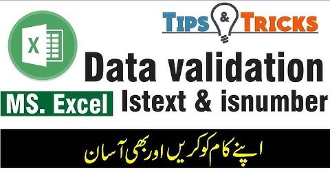 How To use Data Validation: ISNUMBER & ISTEXT Explained in Urdu/Hindi | MS Excel 