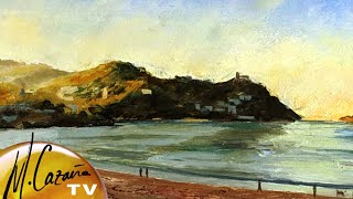 Descubre el Secreto de la Playa de la Concha: Pintura al Óleo Paso a Paso 🎨🌊☀