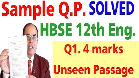 sample question paper solved hbse class 12 english unseen passage 4 Marks by vijay kumar