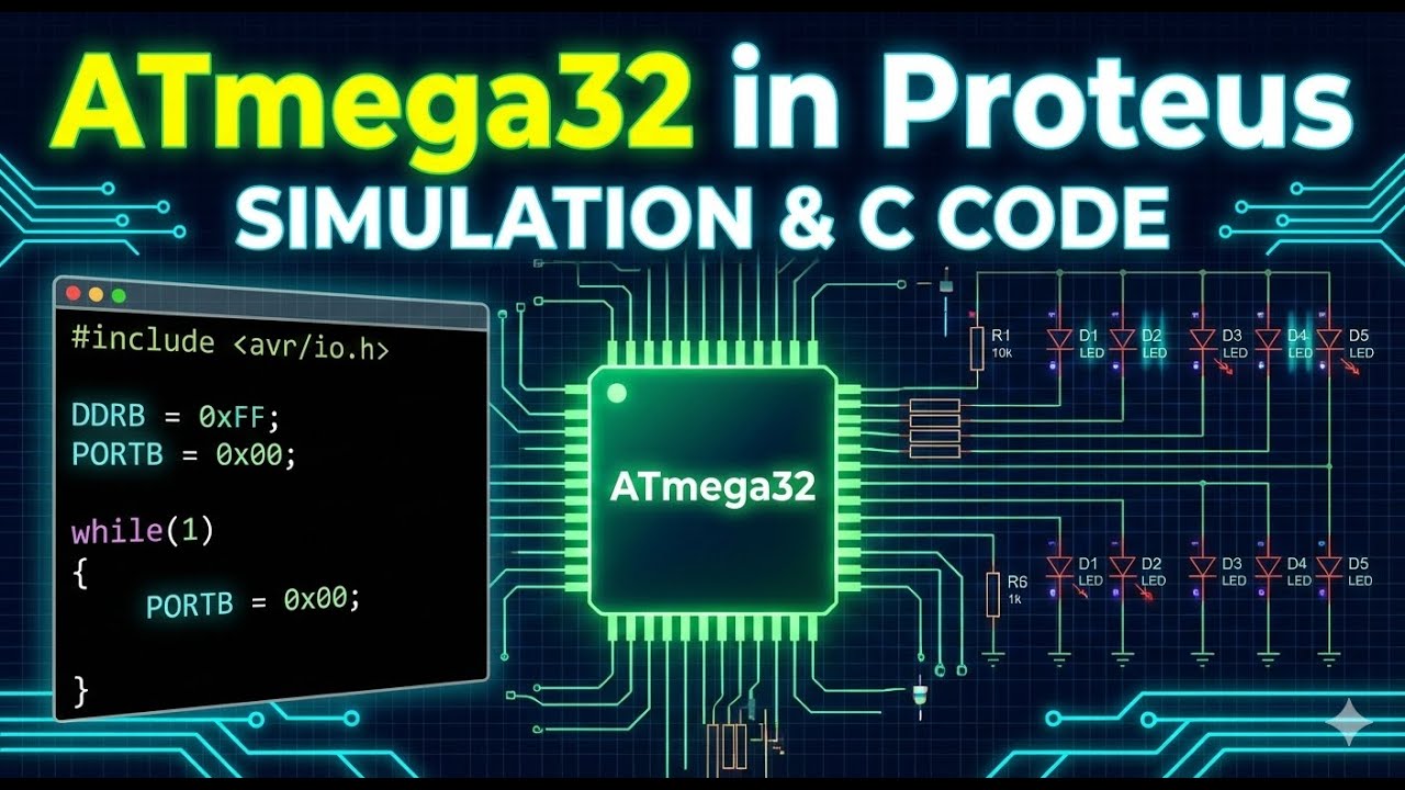 ATmega32 Programming in Proteus and ATmel Studio Using C |Part 1 | Embedded Systems