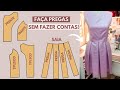 MODELAGEM - Como fazer VESTIDO COM PREGAS - Aprenda a fazer molde de saia de pregas facil