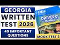 Georgia DDS Mock Test 3 2026 | Georgia Driver’s License Written Test Practice | 40 Real Questions
