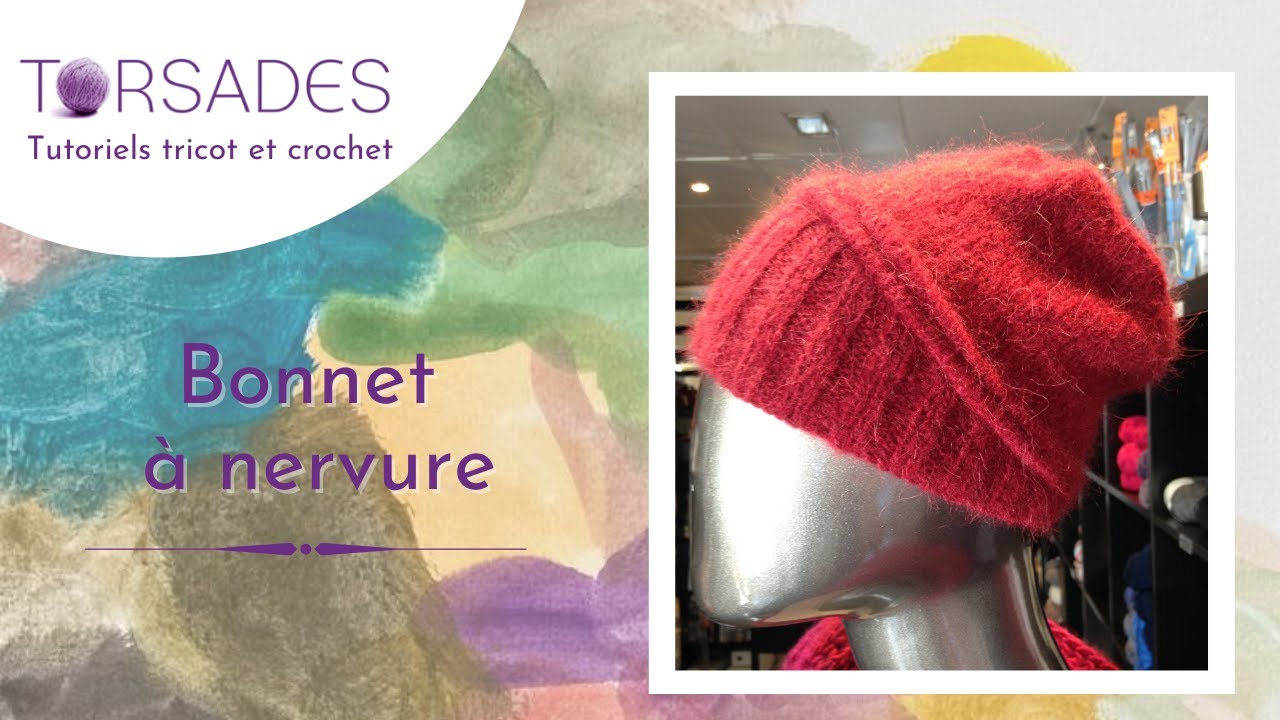 Bonnet à nervure tricoté en rond