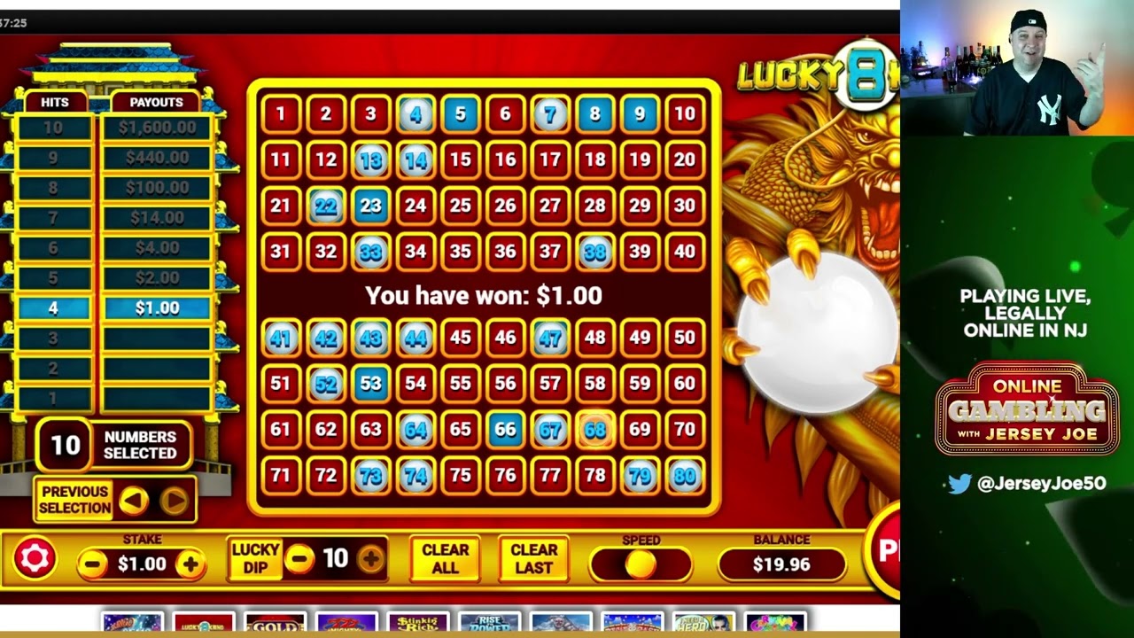 Lucky 8 Keno LIVE with BONUS [Online Gambling with Jersey Joe # 221]