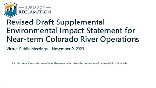 Near-term Colorado River Operations Virtual Public Meeting – November 9, 2023