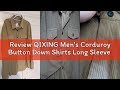 Review QIXING Men's Corduroy Button Down Shirts Long Sleeve Shacket Trucker Jacket Autumn Winter Coa