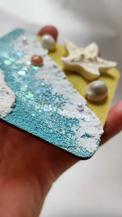 Handmade Ocean Magnet No.4 – Square Seashell Art by PICKLNN