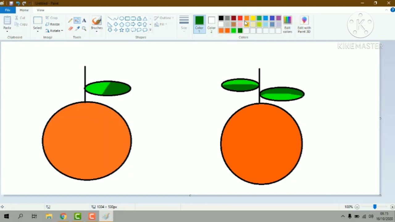 Tutorial Paint menggambar buah jeruk - YouTube
