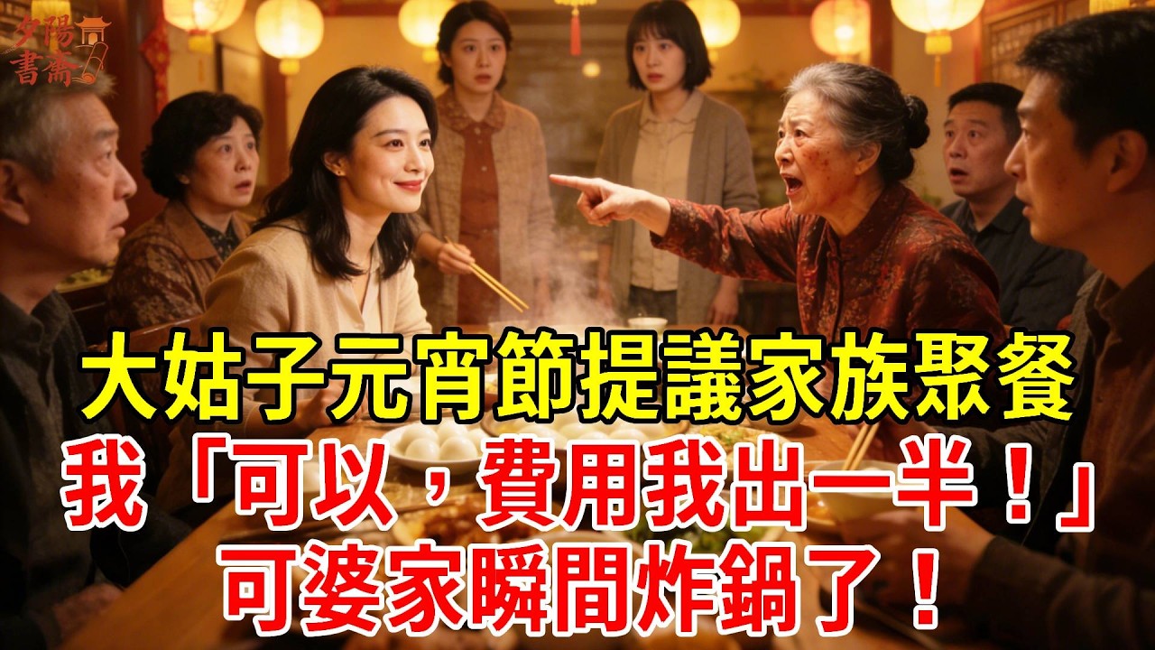 【優秀爽文】大姑子元宵節提議家族聚餐，我「可以，費用我出一半！」可婆家瞬間炸鍋了！「你有錢全結了怎麼了！」#為人處世#經驗#情感故事#戀愛#情感#婚姻#人生感悟