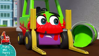 Rainbow Building! - DIGLEY AND DAZEY | Construction Truck Long Video for Kids
