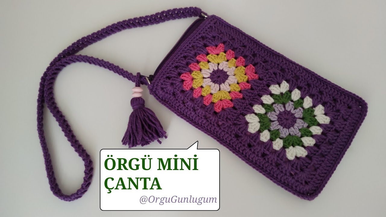 Sümbül Çanta Yapımı💜 ÇOCUKLAR İÇİN ÖRGÜ ÇANTA💜Crochet bag💜Handmade bag 💜 Örgü Telefon Çantası
