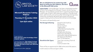 Bristol Law Society and Quiss Technology - Mastering MS Sharepoint Webinar